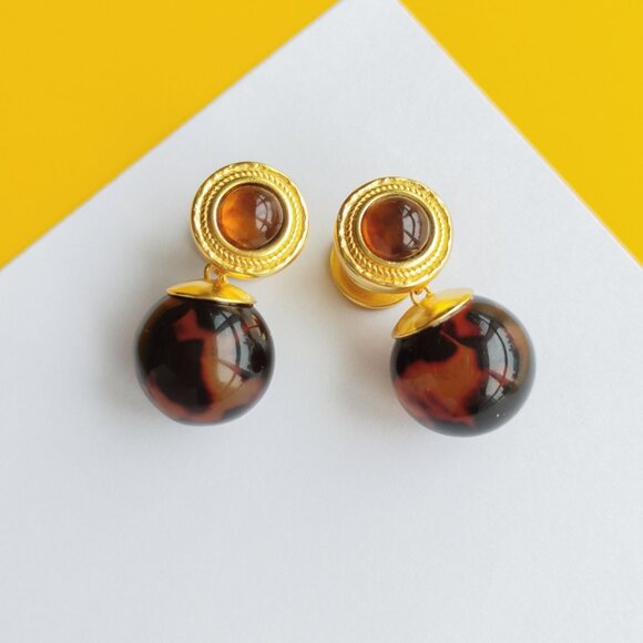 Madison Gold Tortoiseshell Earrings by Julie Vos - Picture 1 of 4